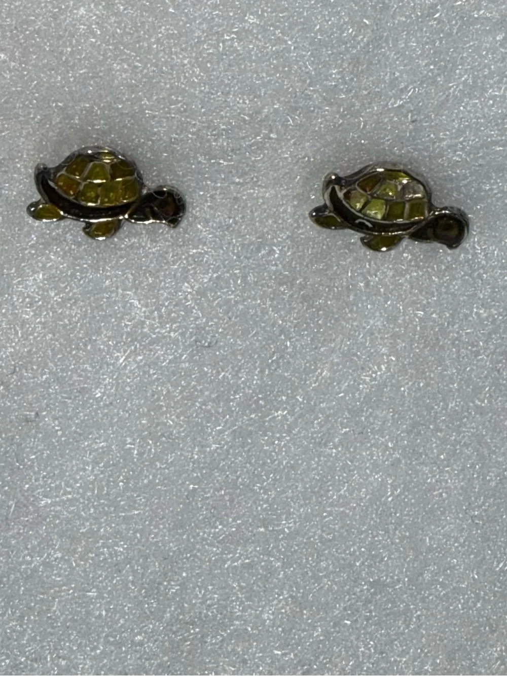 Turtle Enamel Stud Earrings - Olive Green